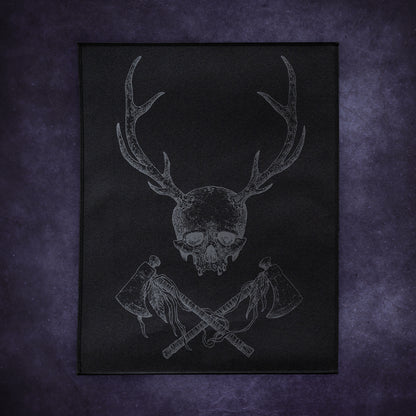 Dark Silver Tomahawk Skull Back Patch