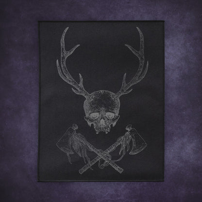 Dark Silver Tomahawk Skull Back Patch
